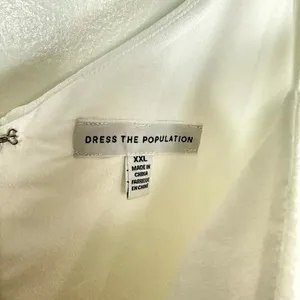 DRESS THE POPULATION Alondra Blouson Sheath Dress in Off-White Size XX-Large thumbnail 5