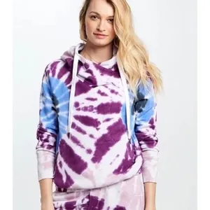NSF Soul Cycle Hoodie Womens Medium Tie Dye Sweatshirt Pink Purple USA Cotton thumbnail 2