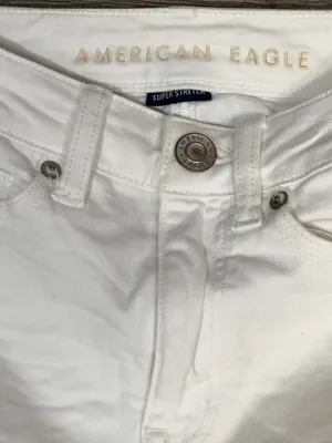 American Eagle White Super Stretch Raw Hem Denim Mini Skirt Size 00 thumbnail 6