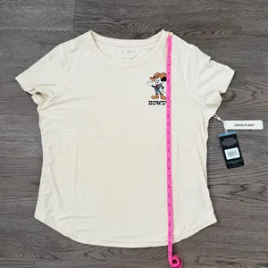 Life Is Good Active Disney Mickey Mouse Howdy Graphic Tee Women's L NWT Cream thumbnail 6