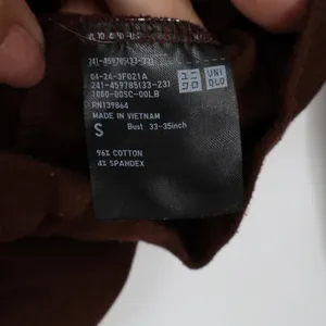 Uniqlo Womens Small Brown Long Sleeve Crew Neck Cotton Blend T-Shirt thumbnail 3