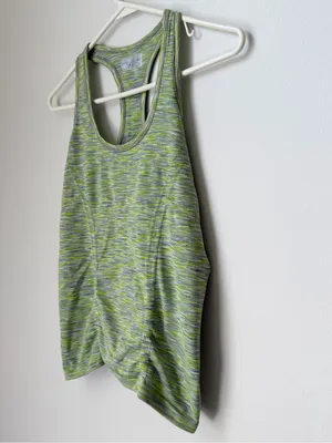 Athleta Fast Track Space-Dye Racerback Tank Top in Green and Gray Size Small thumbnail 4