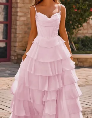 Pink Elegant Prom Dress Lulus Blush Sequin Maxi Size XS thumbnail 1