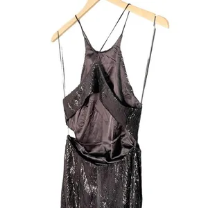Bardot Easton Dress Size 6 Black Sequin Open Back Thigh Slit Midi Cocktail NWT thumbnail 9