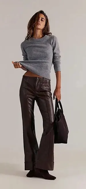 Free People Glow Up Faux Leather Pant in Potting Soil size 8 NWT thumbnail 1