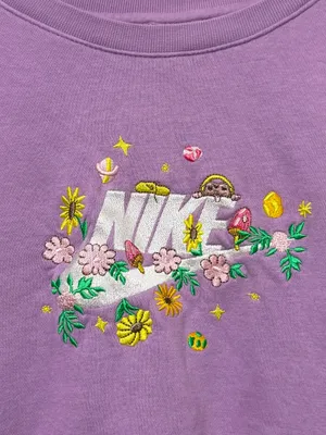Nike Floral Mushroom Embroidered Sweatshirt Lilac Purple Fleece Crewneck XL thumbnail 6