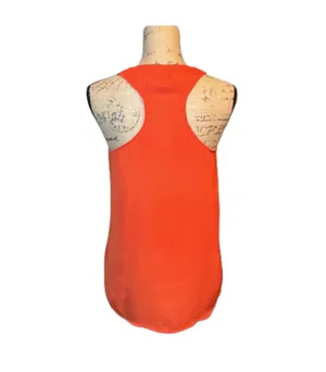 THML Orange Racerback Blouse with Chevron V-Neck Trim thumbnail 4