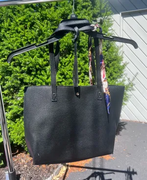 Everyday Black Pebbled Tote with Scarf Detail thumbnail 1