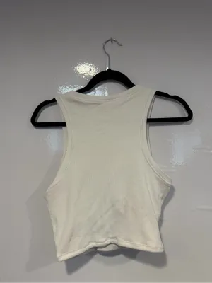 White Ribbed Klassy Network‎ Tank Top thumbnail 4