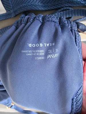 Aerie Blue Ribbed String Bikini Set XL thumbnail 8