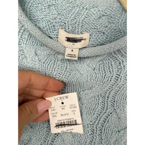J.Crew Women’s Cable Knit Roll Neck Sweater Light Blue Size Small Cotton Blend thumbnail 3