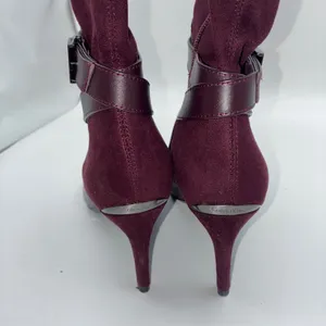 Calvin Klein Jemamine Wide‎ Calf Tall Boots Burgundy Suede Leather Heel Size 6.5 thumbnail 14