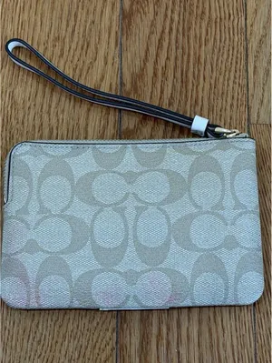 NWT Coach Corner Zip Wristlet Signature Canvas Stripe thumbnail 5