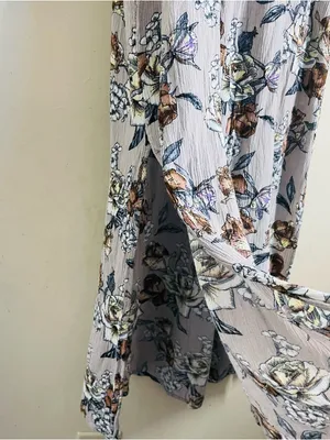 Natural Life Amelia Rose Crinkle Floral Midi Dress Size M Grey Brown thumbnail 9