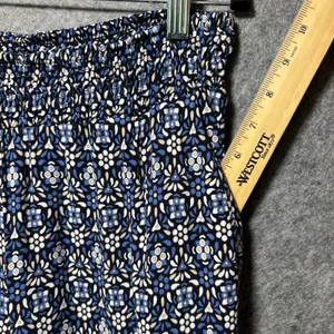 Roz & Ali Blue Floral Boho Wide Leg Border‎ Print Rayon Pants Pull-On M thumbnail 6