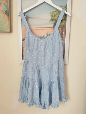 American Eagle Polka Dot Tiered Corset Sleeveless Romper Dress Size Large thumbnail 2