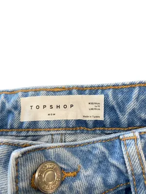 TopShop High Rise Straight Leg Mom Jeans Blue Size 32 Preppy Casual Minimalist thumbnail 3