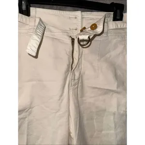By Anthropologie Colette Cream High Rise Cropped Belted Pants Size 28 #700 thumbnail 4