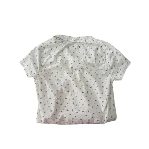 Gilly Hicks Sleep Pajama Top Large White Floral Swiss Dot 100% Cotton Button thumbnail 8