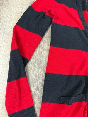 Abercrombie Red/Navy Stripe Cardigan thumbnail 6