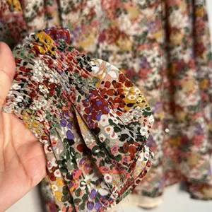 Entro Long Sleeve Top Blouse Fall Garden Ditsy Floral Feminine Tie Ruffle Collar thumbnail 3