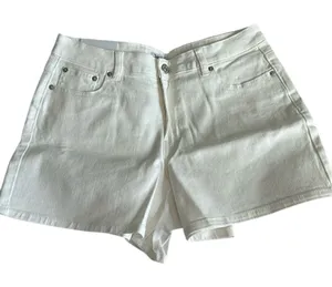 Juicy Couture White Denim Jean shorts, Size 10, 4” inseam, NWT thumbnail 1