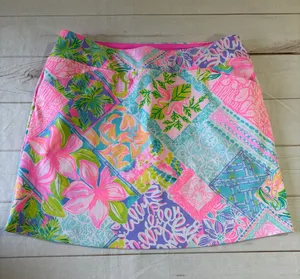Lilly Pulitzer Luxletic Pink Multi Floral Patchwork Tropical Skort thumbnail 1