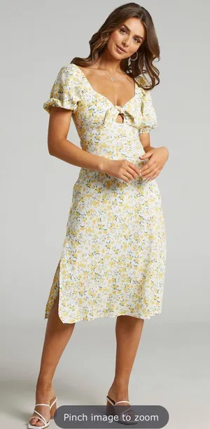 Showpo Tie Front Midi Floral Dress thumbnail 1