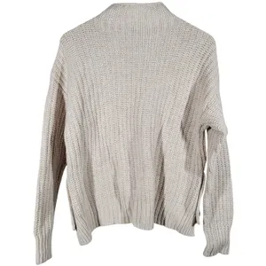 Madewell Women S Beige Chunky Knit‎ Mock Neck Button Side Wool Cotton Sweater thumbnail 2