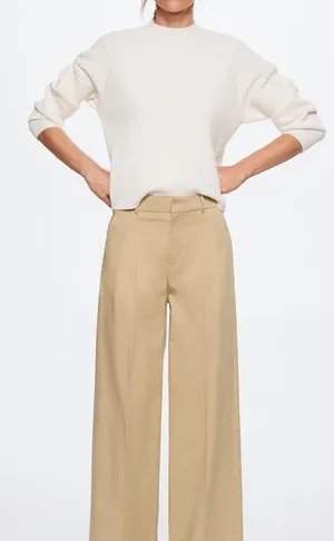 Mango Pleat detail cotton trousers size 6 thumbnail 1