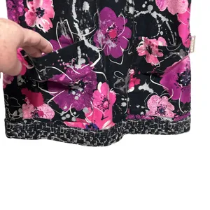 Koi Womens‎ Scrub Top S Black Pink Cottage Floral Nurse Medical Uniform Pockets thumbnail 5