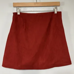 Miami Boho Embroidered Rust Red Faux Suede Mini Skirt Size M thumbnail 5