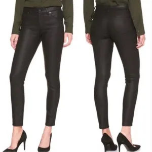 🆕 NWT Banana Republic High Rise Straight Leg Ankle Jeans Wax Coated Black Sz 26 thumbnail 4