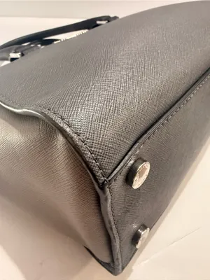 Michael Kors Gray & Black Saffiano Leather Medium Satchel thumbnail 7