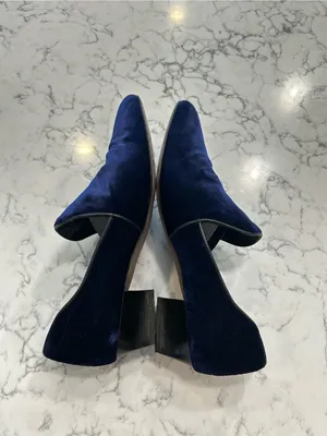 Rebecca Minkoff Navy Blue‎ Velvet Low Heel Loafers Size 7 thumbnail 4