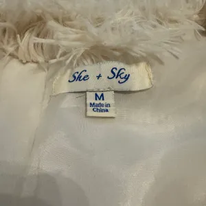 She + Sky Cream Faux Fur Coat thumbnail 4