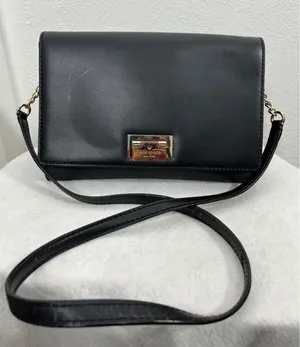 Kate Spade Black Crossbody Bag 100% Cow Leather‎ Gold Lock thumbnail 1