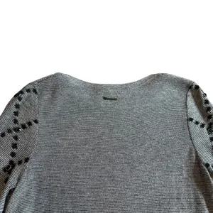 Desigual Grey Pullover Sweater Bohemian Print Stud Stretch Wool Blend Sz Medium thumbnail 7