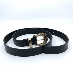 Y2K Coastal Cowgirl Black Gold Ornate Buckle Belt, 36–43.5 Inches, X7GA1136 thumbnail 4