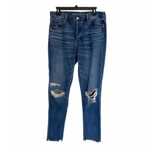 American Eagle hi-rise distressed, raw hem Girlfriend Jeans thumbnail 5