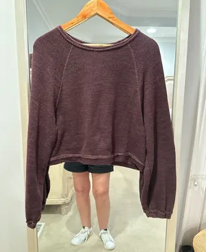 We The Free Purple Raglan Long Sleeve Cropped Pullover Sweater thumbnail 1