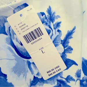 Anthropologie Maeve Square-Neck Peplum Blue and‎ White Fitted Crop Top Size L thumbnail 4
