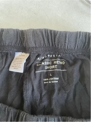 Women's Aeropostale Classic Retro Athletic Shorts Size L Black White thumbnail 2