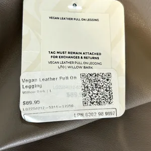 New FABLETICS Vegan Leather Pull-On Stretch Leggings Willow Bark‎ Tan Brown Sz L thumbnail 11