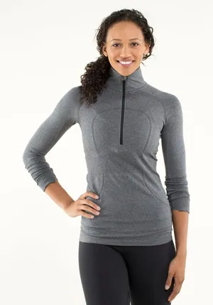 Lululemon Swiftly Tech 1/2 Zip Long Sleeve Heathered‎ Grey Size 12 Pullover thumbnail 1