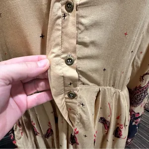 Free People Sierra Valley Shirt Dress – Gold Combo, Paisley Floral, Size Medium thumbnail 6