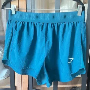 Gymshark Running Shorts athletic band teal green blue workout flowy stretchy low thumbnail 1