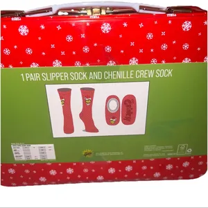 Dr. Seuss Grinch Slipper &‎ Crew Socks Gift Set Tin Holiday NWT thumbnail 10