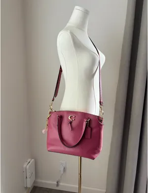 Coach Pink Remi Satchel Pebbled Leather Crossbody Shoulder Bag thumbnail 3