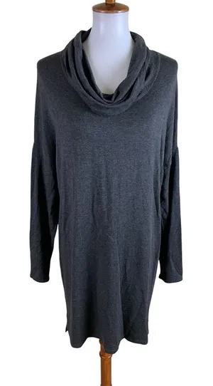 Beyond Yoga Charcoal Cowl Neck Long Sleeve Sweater Dress Made In‎ USA Large thumbnail 1